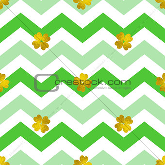Pattern with green lines and golden clover