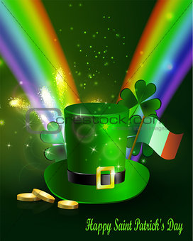 St Patricks day green hat with rainbow