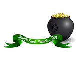 St.Patrick s Day banner with pot and gold