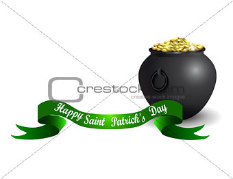 St.Patrick s Day banner with pot and gold