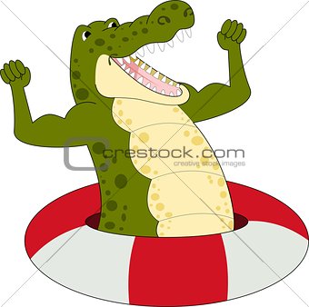 illustration of Cartoon strong crocodile vector