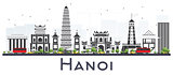 Hanoi Vietnam City Skyline with Gray Buildings Isolated on White