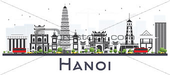 Hanoi Vietnam City Skyline with Gray Buildings Isolated on White