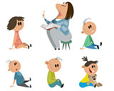 Set of kindergarten characters