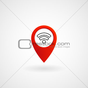 Red Location Icon for Wifi