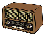 The retro wooden lamp radio