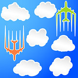 Flying airplane Airliner jet transport icon illustration