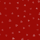 chaotic vector red doodle hearts seamless pattern - for Valentine's day