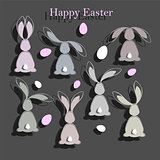Happy easter colorful postcard background.