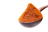 Shichimi pepper in Wooden spoon on white background,Blend of spices