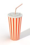 Fast food cola drink cup and drinking straw