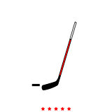 Hockey sticks and puck it is icon .