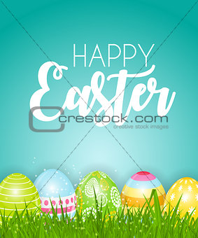 Happy Easter Cute Background with Eggs. Vector Illustration EPS1