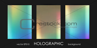 Set of Trendy Holographic Backgrounds for Cover, Flyer, Brochure, Poster, Wedding Invitation, Wallpaper, Backdrop, Business Design.