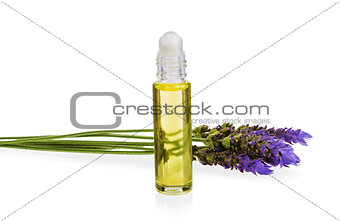  essential oil and lavender flowers 