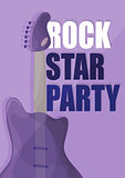Rock star party, music poster background template - guitar in purple