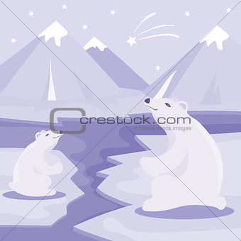 International Polar Bear Day poster. Illustration of cute Polar Bears
