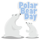 International Polar Bear Day poster. Illustration of cute Polar Bears