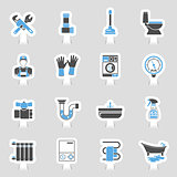 Plumbing Service Icons Sticker Set
