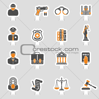 Crime and Punishment Icons Sticker Set