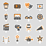 Cinema and Movie sticker Icons Set