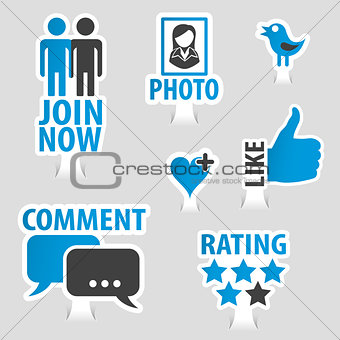 Set Social Media Sticker Icons