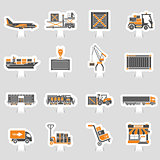 Cargo Transport and Packaging two color sticker set