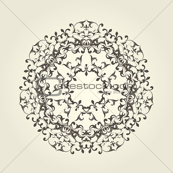 Round vignette pattern - decorative mandala design 
