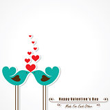 Valentine card with cute birds illustration 