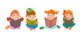 Little children read interesting books  
