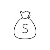 Sack of money outline icon