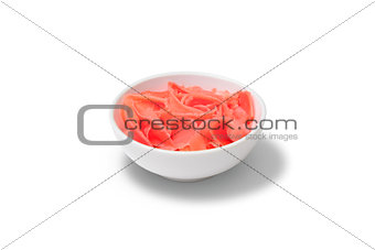 Ginger for rolls and sushi on white background