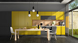 Black and yellow modern kitchen