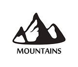 Black Logo of Mountains isolated on White Background