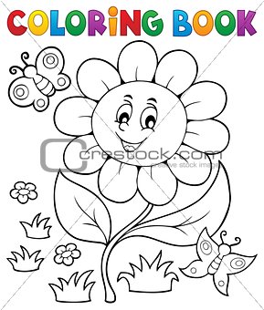 Coloring book flower topic 6