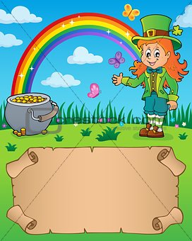Small parchment with leprechaun girl