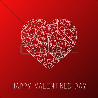 Happy valentines day background, card. Abstract striped minimalistic heart