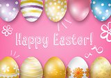 Happy Easter greeting card on a pink background