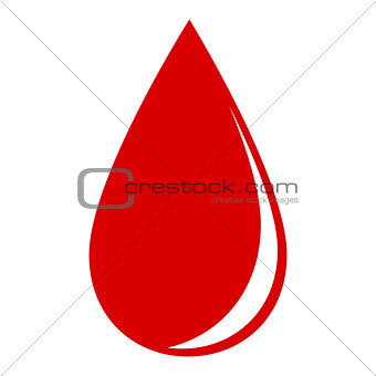 Drop of blood on a white background