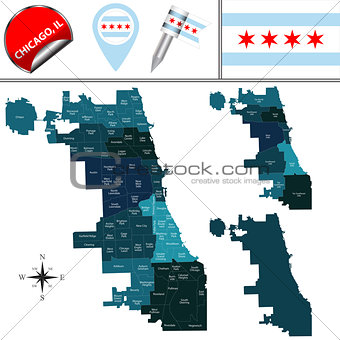 Map of Chicago with Community Areas