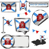 Glossy icons with flag of Rio de Janeiro