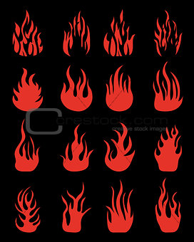 silhouettes of fire flames