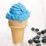 Blue ice cream waffle cone 