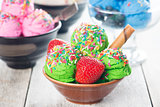 Green ice cream in bowl