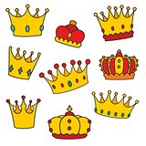 Crown vector  set isolated on white background