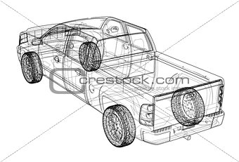 Car SUV drawing outline. Vector rendering
