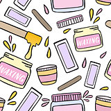 Seamless pattern with waxing and hair removal illustration.