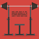 Barbell bench press in flat style, vector illustration.