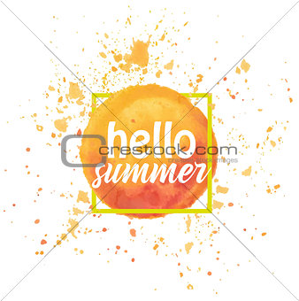 Watercolor sun Hello summer