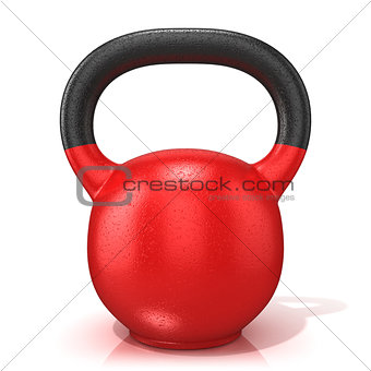 Red kettle bell weight, isolated on a white background. 3D